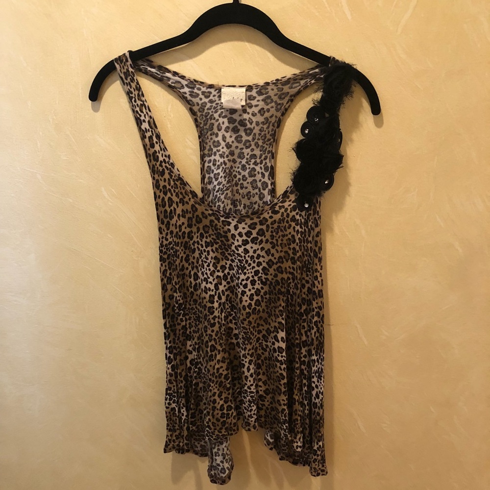 Daytrip leopard print tank with black rosetts